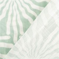 Baumwoll-Viskose Stoff Slub Leinenoptik – Sommerlicher Leichtstoff mit abstraktem Sonnen-Print mit Rueckseite