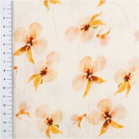 Musselin Stoff mit Blumen-Digitalprint – Weicher & hautfreundlicher Bio-Baumwollstoff für Mode, Wohnaccessoires, Babys & Kinder mit Massband