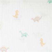 Musselin Stoff mit niedlichem Dino-Digitalprint – Weicher & hautfreundlicher Baumwollstoff für Babys & Kinder Nahaufnahme des Stoffes