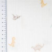 Musselin Stoff mit niedlichem Dino-Digitalprint – Weicher & hautfreundlicher Baumwollstoff für Babys & Kinder mit Massband