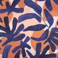 Baumwollstoff Satin – Digital Leaves Blau | 1,48 m Breite | 100 % Baumwolle Vollbild