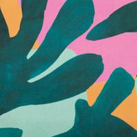 Baumwollstoff Satin – Digital Leaves Grün Pink Orange| 1,48 m Breite | 100 % Baumwolle Blattmotiv