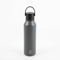Trinkflasche Runbott MII 600ml Anthrazit – präsentiert mit matter, dunkelgrauer Oberfläche, schwarzem Deckel und strukturierter Trageschlaufe; minimalistisches, modernes Design in Szene gesetzt, BPA-frei, geschmacksneutral und auslaufsicher - Vollansicht