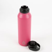 Trinkflasche Runbott MII 600ml Raspberry – präsentiert mit kräftig pinkfarbener, matter Oberfläche, schwarzem Deckel und strukturierter Trageschlaufe; modernes, einfarbiges Design in Szene gesetzt, BPA-frei, geschmacksneutral und auslaufsicher - mit Deckel