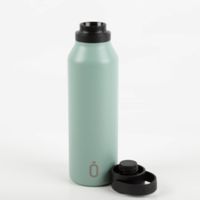 Trinkflasche Runbott MII 600ml Eucalyptus – präsentiert mit matter Oberfläche in Eukalyptusgrün, schwarzem Deckel und strukturierter Trageschlaufe; minimalistisches Design in Szene gesetzt, BPA-frei, geschmacksneutral und auslaufsicher - mit Deckel