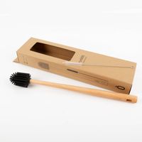 Runbott Reinigungsset mit Holzgriff und Silikonbürste, präsentiert mit Verpackung – praktisches Pflegeset für Trinkflaschen aus Edelstahl oder Glas