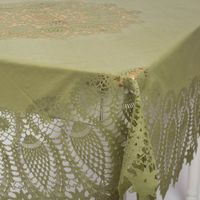 Abwaschbare Tischdecke "Amira" mit Häkelspitze – Rund, Grün, Ø 152cm Kantenprofil