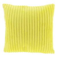 Kuschelweiche Kissenhülle aus Plüsch mit breiten Cord-Streifen in Lemon Yellow 45x45cm