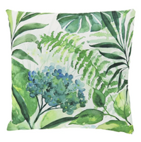 Outdoor Kissen mit Blätter und Hortensie 45x45cm – Sommerfeeling für Balkon, Garten & Terrasse