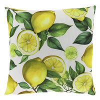 Outdoor Kissen mit frischem Zitronen-Dessin in Weiß und Gelb 45x45cm – Sommerfeeling für Balkon, Garten & Terrasse