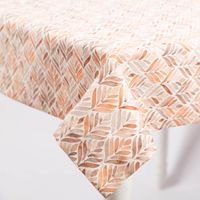 Moderne Tischdecke aus Baumwolle mit Aquarell Ornamenten in warmen Terracotta-Tönen in zwei Größen oder nach Maß von SCHÖNER LEBEN. Fall an Tischecke