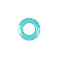Mintfarbige Prym Öse 8 mm von oben fotografiert vor einem weißen Hintergrund