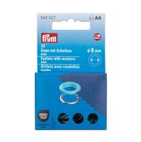 Prym Ösen 8 mm mint/silber – 32 Stück | Nähfrei & rostfrei für DIY, Taschen & Kleidung in der Papierverpackung