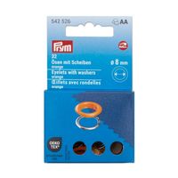 Prym Ösen 8 mm orange/silber – 32 Stück | Nähfrei & rostfrei für DIY, Taschen & Kleidung in der Papierverpackung