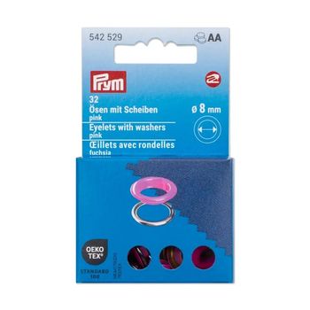 Prym Ösen 8 mm pink/silber – 32 Stück | Nähfrei & rostfrei für DIY, Taschen & Kleidung in der Papierverpackung