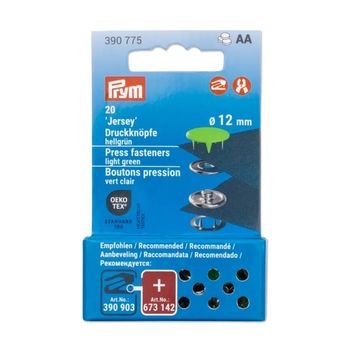 Prym Jersey Druckknöpfe 12 mm – hellgrün (20 Stück) | Leicht schließend & perfekt für dehnbare Stoffe in der Papierverpackung