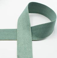 Gurtband Glamour Mintgrün mit goldfarbigen Metallic-Effekten – 40mm Breite, Meterware- dekorativ zu einer Schlaufe gelegt und auf einem weißen Hintergrund fotografiert