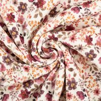 Rippjersey Rib Jersey Stoff mit Blümchen weiß rosa – Weicher Jersey für bequeme Mode & Accessoires kunstvoll eingedreht in Falten