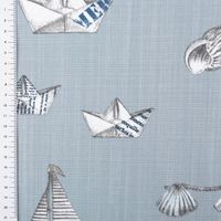 Baumwollstoff Dekostoff Panama Leinenstruktur Petitbateau Maritim – Blau – 1,60 m Breite mit Massband