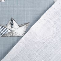 Baumwollstoff Dekostoff Panama Leinenstruktur Petitbateau Maritim – Blau – 1,60 m Breite mit Rueckseite