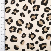 Sweatstoff aus Baumwolle mit modernem Leo-Dessin in Beige – Kuschelweicher Stoff für bequeme Kleidung & Accessoires mit Massband
