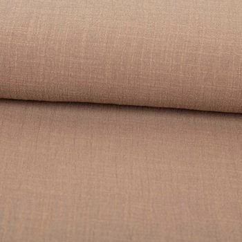 Baumwollstoff Cotton Slub Washed Taupe-Braun – Weich, luftig & perfekt für sommerliche Kleidung ausgerollt und glatt liegend