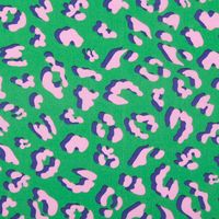 Tischdeckenstoff abwaschbar – beschichteter Baumwollstoff Animal Skin Leo Grün/Rosa | 1,45 m Breite Nahaufnahme des Stoffes