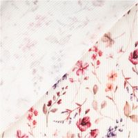 Jersey Stoff Rippjersey Baumwolle Wiesenblumen wollweiß bunt – weich, elastisch & hautfreundlich (1,35 m Breite) mit Rueckseite