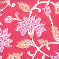 Leichter Baumwollstoff Voile mit Blumenranken in Pink Detailaufnahme