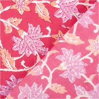 Leichter Baumwollstoff Voile mit Blumenranken in Pink mit Rueckseite