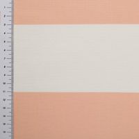 Baumwollstoff Halbpanama mit Streifen – Peach & Ecru mit Maßband