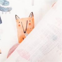 Vorhangstoff Waldtiere Leinenlook bunt – ideal fürs Kinderzimmer mit Rueckseite