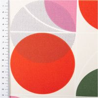 Tischdeckenstoff abwaschbar als Meterware aus beschichteter Baumwolle mit grafischem Retro Dessin in 1,55m Stoffbreite mit Massband