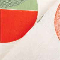 Tischdeckenstoff abwaschbar als Meterware aus beschichteter Baumwolle mit grafischem Retro Dessin in 1,55m Stoffbreite mit Rueckseite