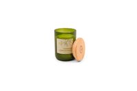 Paddywax Duftkerze Verbena & Lemongrass vor weißem Hintergrund, geöffnet mit Deckel