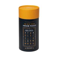 Runde Puzzleverpackung Beer Trivia von Gentlemen’s Hardware mit orangem Deckel und Bier-Wissensmotiven