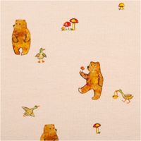 Jersey Stoff Bär & Ente Beige – Baumwolljersey OEKO-TEX® 1,50 m breit Nahaufnahme