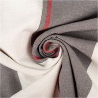 91896-Vorhangstoff-Jacquard-Stoff-Dekostoff-Streifen-grau-ecru-rot-165cm-Stoffbreite--MG-2924.jpg Jacquard-Dekostoff mit Blockstreifen – Grau, Ecru & Rot – 165 cm breit kunstvoll eingedreht in Falten