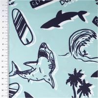 Badeshorts Stoff Surfers Paradise recycelt wasserabweisend schnell trocknend türkis 1,48m Breite mit Massband