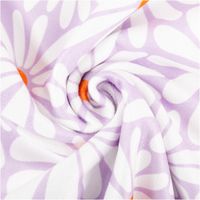 Frottee Stoff Blumen lila-weiß 150cm – weich, bunt & saugstark kunstvoll eingedreht in Falten
