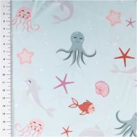 Badeanzugstoff Sea Life mint – recycelt, UV-Schutz, bi-elastisch | 1,50 m Breite mit Massband