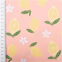 Badeanzugstoff Zitronen peach – bi-elastisch, recycelt, UV-Schutz | 1,50 m Breite mit Massband
