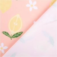 Badeanzugstoff Zitronen peach – bi-elastisch, recycelt, UV-Schutz | 1,50 m Breite mit Rueckseite