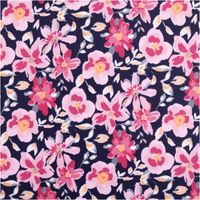 Badeanzugstoff Blüten rosa/dunkelblau – bi-elastisch, recycelt, UV-Schutz | 1,50 m Breite Vollbild