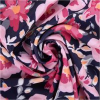 Badeanzugstoff Blüten rosa/dunkelblau – bi-elastisch, recycelt, UV-Schutz | 1,50 m Breite kunstvoll eingedreht in Falten