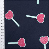 91985-Jersey-Stoff-Baumwolljersey-mit-Glitter-Lollypop-dunkelblau-pink-1-4m-Breite--MG-3033.jpg Jersey Stoff mit Glitter Lollypops – für süße Nähideen mit Wow-Effekt mit Massband