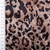 3-lagiger Steppstoff für Jacken mit samtiger Oberfläche, digital bedruckt im Leo-Look in Braun und Schwarz, warm, weich und stylisch - mit Massband
