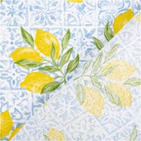 Perkalstoff „Algarve Zitronen“ – mediterraner Sommertraum in Blau-Gelb mit Rueckseite