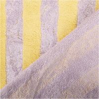 Flauschiger Frottee-Stoff mit Blockstreifen in Flieder und Gelb – aus Bambus-Baumwolle-Mix, hautfreundlich, saugstark & doppellagig (Doubleface). Ideal für Bademäntel, Handtücher, Babytextilien oder Wellness-Accessoires. Stoffbreite: 150 cm - mit Rueckseit