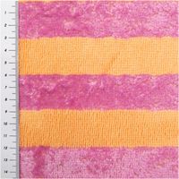 Flauschiger Frottee-Stoff mit Blockstreifen in Pink und Orange – weicher Doubleface-Stoff aus Bambus-Viskose & Baumwolle. Saugfähig, hautfreundlich und perfekt für Handtücher, Bademäntel, Kindertextilien & Spa-Accessoires. Stoffbreite: 150 cm - mit Massban